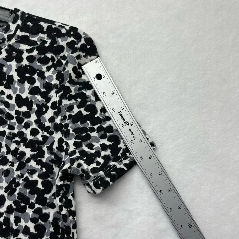 Ellen Tracy Shirt Dress Women's XS White Black Cheetah Print Round Neck Pullover - Picture 4 of 11